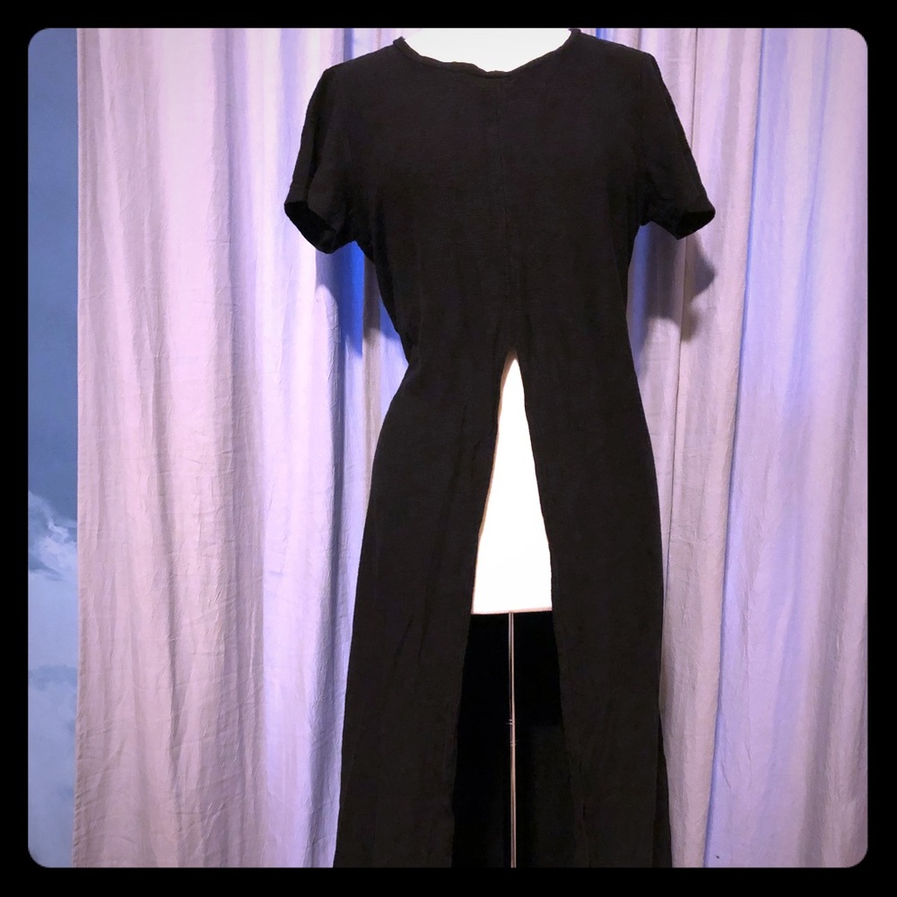 Long Black Top with Front Slit